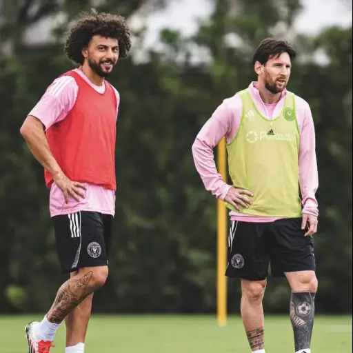 Maximiliano Falcón y Lionel Messi